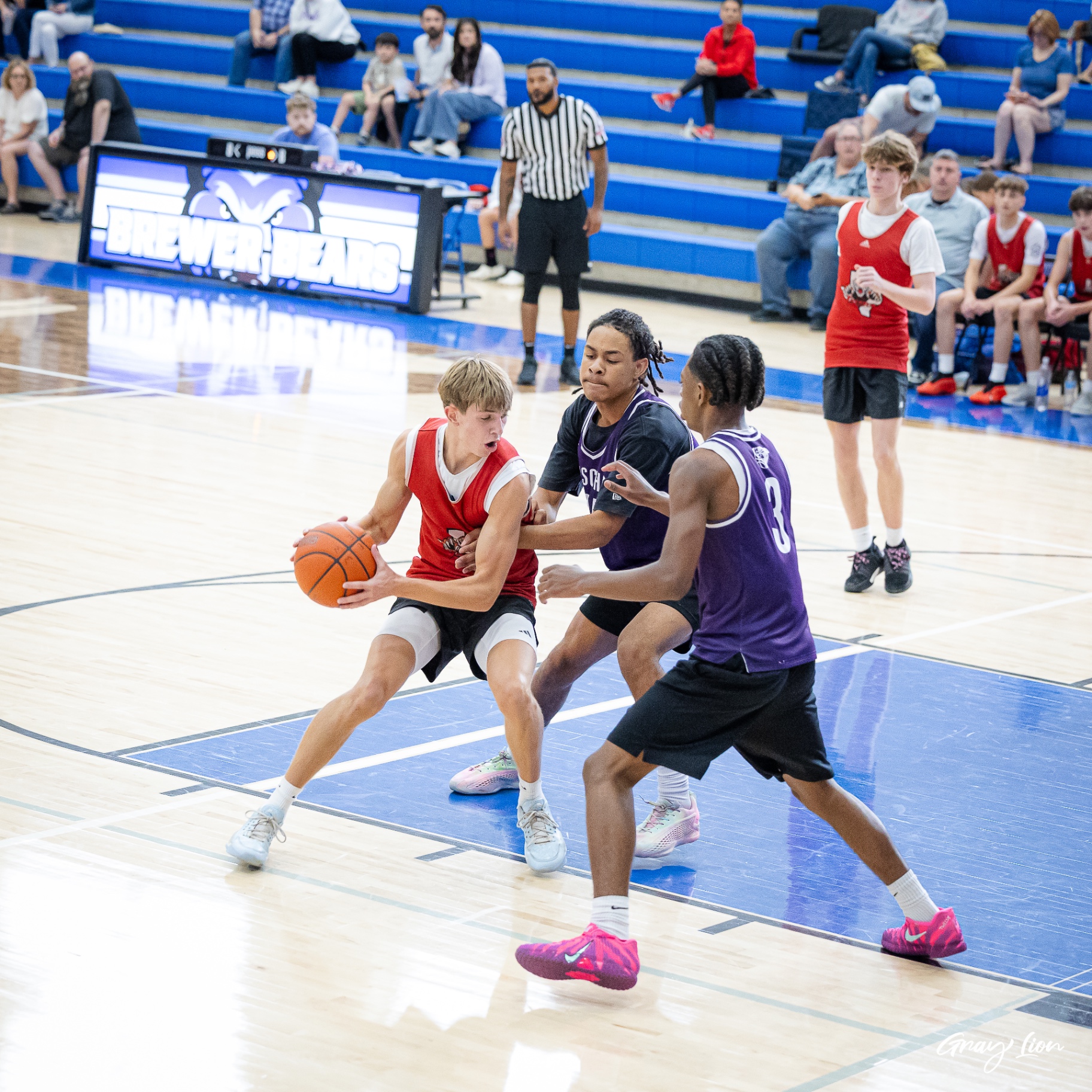 Basketball on hardwood court